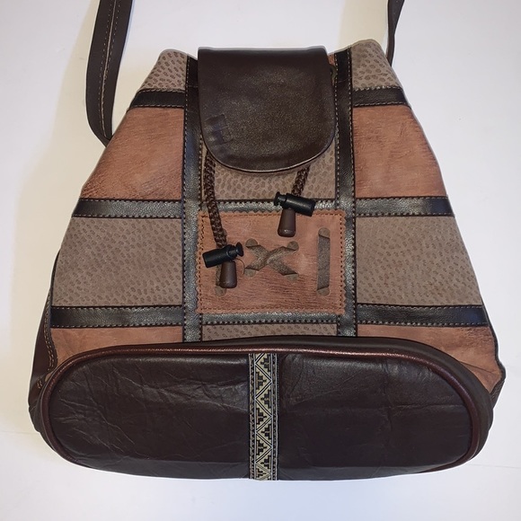 🆕 Handmade Brown Patchwork Leather Crossbody Bag from Argentina - Picture 3 of 10